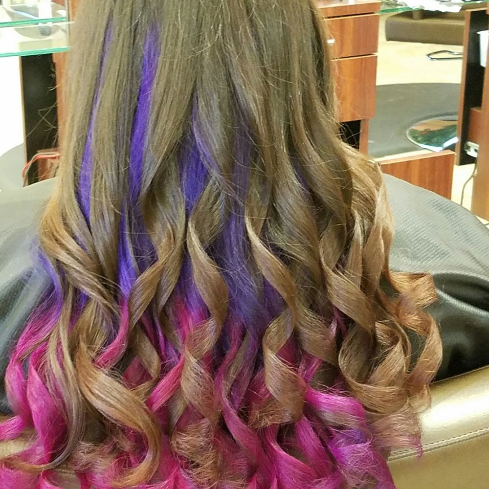 Sunshine Salon - Purple to pink peekaboo ombre - Hair Salons Near Me - Carson, California Sunshine Salon - Purple to pink peekaboo ombre - Hair Salons Near Me - Carson, California