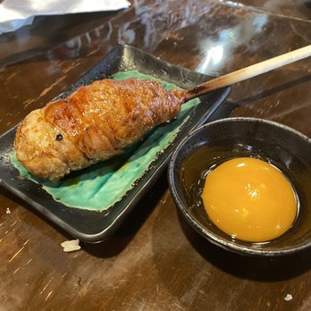 Tori Ton - Bacon wrapped mochi rice with egg yolk ($6.50) - very good! - Izakaya Near Me - Honolulu, Hawaii