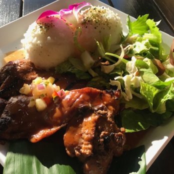Photo of Barefoot Beach Cafe - Honolulu, HI, United States. Hawaiian BBQ Chicken Plate