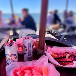 Two dozen raw clams, six cooked shrimp