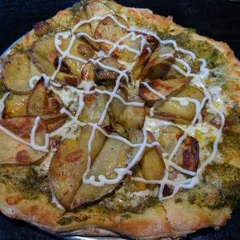 Eight Ball Cafe - Potato Pizza for $12.99 + $1.49 up-charge for Pesto sauce + $1.99 up-charge for bacon. - Pizza Near Me - Everett, Washington