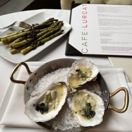 Poached Oysters and Asparagus