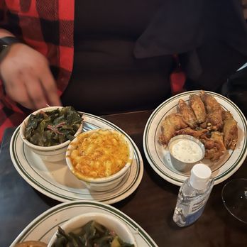 Taste Kitchen Bar - Mac and cheese with greens and chicken wings - Breakfast & Brunch Near Me - Houston, Texas