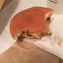A very tasty single cheese burger. A very tasty single cheese burger.