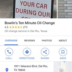 Del Rio 10 Minute Oil Change - From google