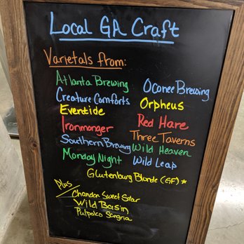 Georgia Local Craft - Blackboard stand showing local beer varietals offered. - Beer Bar Near Me - Atlanta, Georgia