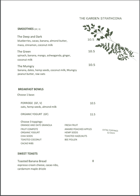 Menu photo 5 The Garden Strathcona Vancouver, BC Menu photo 5 The Garden Strathcona Vancouver, BC