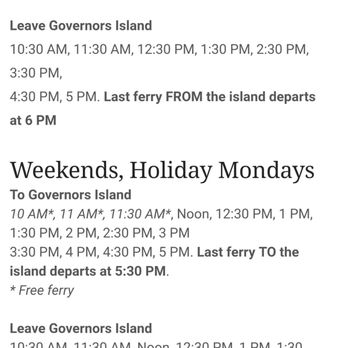 Governors Island Ferry - The weekday and weekend ferry schedules - Ferries Near Me - New York, New York