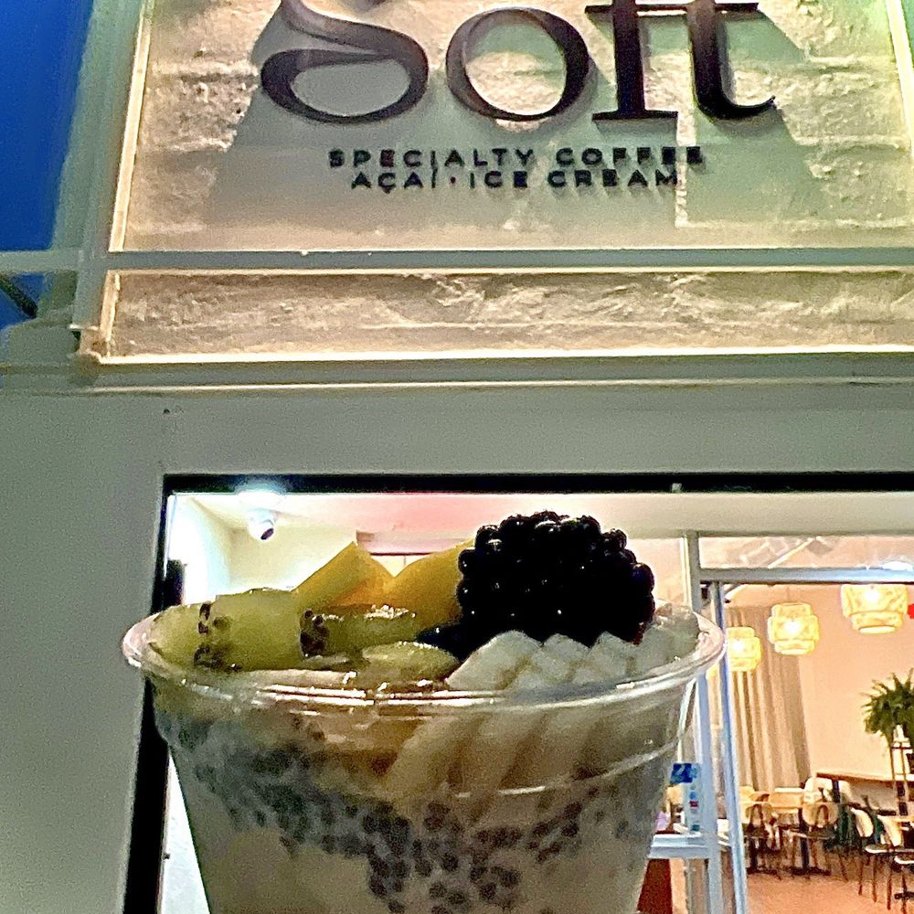 Soft Cafe - Overnight Oats with a view of exterior storefront - Coffee & Tea Near Me - Hawthorne, California