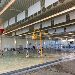 Rio Rancho Aquatic Center - The yellow water wheel.