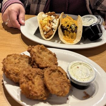 Maple Street Biscuit Company - Chicken goat cheese taco, steak taco, and fried green tomatoes - Breakfast & Brunch Near Me - Kennesaw, Georgia