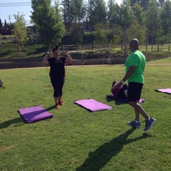 Working out in the fresh air.