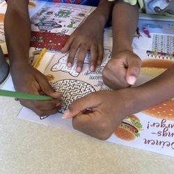 Sam Kullmans Diner - The kids menus are fun, but they are in German. But the kiddos didn't even notice because they're having such a good time with them.