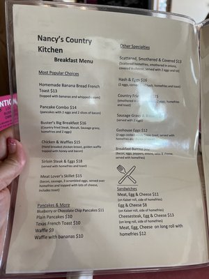 Menu photo 1 Nancy's Country Kitchen Egg Harbor City, NJ Menu photo 1 Nancy's Country Kitchen Egg Harbor City, NJ