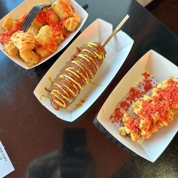 Two Hands Corn Dogs - Dirty Fries Seoul Classic Dog Potato Dog - Hot Dogs Near Me - Denver, Colorado Two Hands Corn Dogs - Dirty Fries Seoul Classic Dog Potato Dog - Hot Dogs Near Me - Denver, Colorado