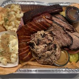 3 meat combo w/ double mac & cheese + a side sausage 3 meat combo w/ double mac & cheese + a side sausage