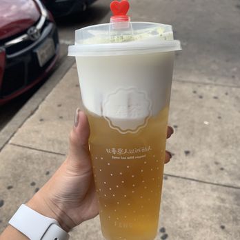 Feng Cha - Arlington - Jasmine green tea with cheese foam - Bubble Tea Near Me - Arlington, Texas Feng Cha - Arlington - Jasmine green tea with cheese foam - Bubble Tea Near Me - Arlington, Texas