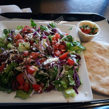 Tofas Mediterranean Grill - vegetarian Greek salad with small side of hummus and warm pita. yum - Mediterranean Near Me - Clovis, California
