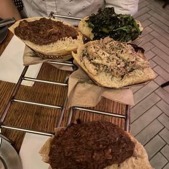 Trapizzino - Coda alla Vaccinara (Oxtail) Pollo alla Cacciatora (Chicken) Misticanza alla Romana (Braised Greens) - Italian Near Me - New York, New York