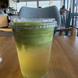 jasmine tea with matcha foam