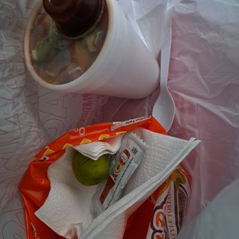 Mariscos El Sinaloense - Inside the bag of my to-go order. - Food Trucks Near Me - Santa Maria, California Mariscos El Sinaloense - Inside the bag of my to-go order. - Food Trucks Near Me - Santa Maria, California