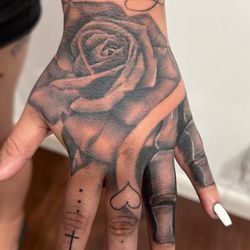 Hand shot realism rose