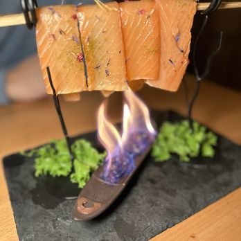 Izakaya Nana - Smoked Salmon on Fire - Izakaya Near Me - Queens, New York Izakaya Nana - Smoked Salmon on Fire - Izakaya Near Me - Queens, New York