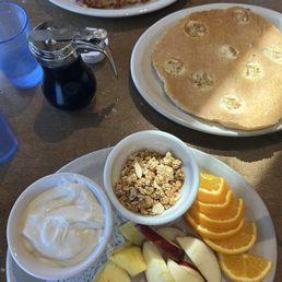 Breakfast salad. Banana pancake Breakfast salad. Banana pancake