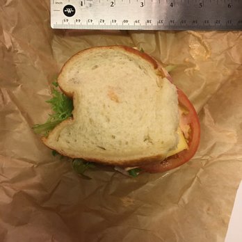 Panera Bread - 4" square half sandwich. Mine at home are bigger than this - Salad Near Me - Lake Zurich, Illinois Panera Bread - 4" square half sandwich. Mine at home are bigger than this - Salad Near Me - Lake Zurich, Illinois