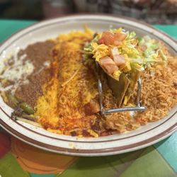 Casa Serrano Mexican Restaurant - The combination enchilada and taco plate