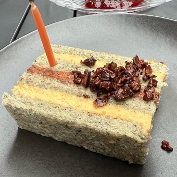 Pomet - Peanut butter, shared cultures cacao nib miso cake - New American Near Me - Oakland, California Pomet - Peanut butter, shared cultures cacao nib miso cake - New American Near Me - Oakland, California