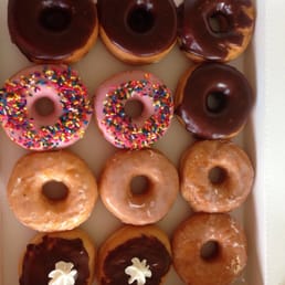 Our Sunday dozen! Nicely frosted except the rushed chocolate, still wouldn't eat the glazed.