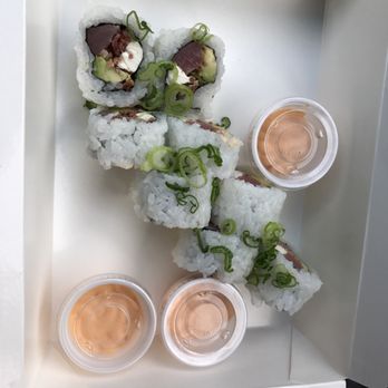 SushiFork - My roll...custom made. Raw tuna, avocado, bacon, cream cheese, scallion with spicy mayo...carry out. - Sushi Bars Near Me - Tulsa, Oklahoma SushiFork - My roll...custom made. Raw tuna, avocado, bacon, cream cheese, scallion with spicy mayo...carry out. - Sushi Bars Near Me - Tulsa, Oklahoma