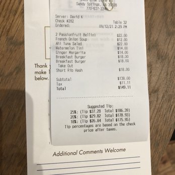 The Select - Receipt - Mediterranean Near Me - Sandy Springs, Georgia