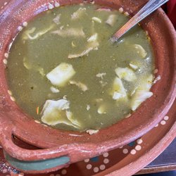 Pozole was watery with no flavor. Just spicy and hardly any hominy. Left over bad scraps of chicken. Trash