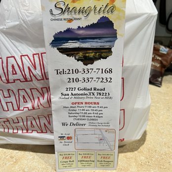 Shangri la - 4 dinners to go - Chinese Near Me - San Antonio, Texas