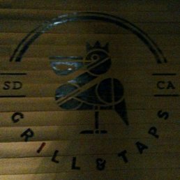 Business logo on an external wall Business logo on an external wall