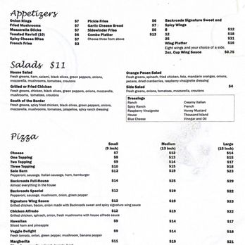 Back Road Pizza & Grill - Menu as of 11/2023 - Pizza Near Me - Hawk Point, Missouri