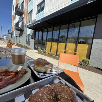 Bagelshop - Donelson - Bagelshop outdoor seating. Bagels, to-go coffee, bacon. - Coffee & Tea Near Me - Nashville, Tennessee