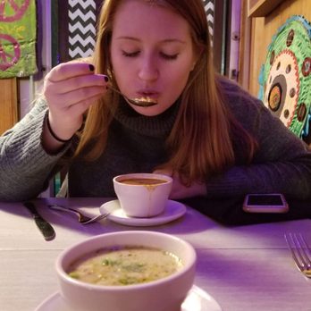 Purple Chopstix - Me enjoying a tom yum soup - New American Near Me - Athens, Ohio