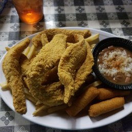 Super Catch 8-11 fillets with hushpuppies, fries & red beans w/rice.