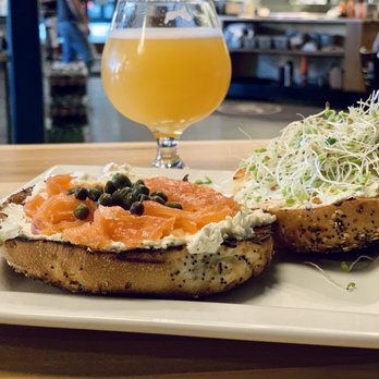 Frothy Monkey - Britt bagel and beermosa - Coffee & Tea Near Me - Chattanooga, Tennessee