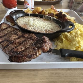 Gina's Kitchen +Catering - Caballero con huevos for the hubby. He said the stake was delicious could have been better if it was a more under done. - Breakfast & Brunch Near Me - Rancho Cucamonga, California