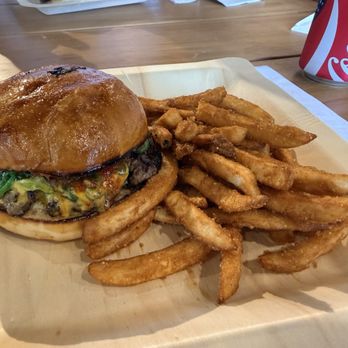 Dragon Burger - Yuzu kosho burger with sweet potato fries. - Burgers Near Me - Honolulu, Hawaii Dragon Burger - Yuzu kosho burger with sweet potato fries. - Burgers Near Me - Honolulu, Hawaii
