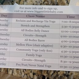 Here is the schedule for the workout classes Here is the schedule for the workout classes