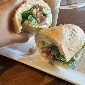 Bánh Mì Minh Nhat - Cross section of #3 bbq pork sandwich (bahn mi) - Vietnamese Near Me - Yucaipa, California