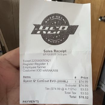 iRep Auto Detail Supply - Receipt. Saturday July 12, 2025 - Auto Parts & Supplies Near Me - Kaneohe, Hawaii iRep Auto Detail Supply - Receipt. Saturday July 12, 2025 - Auto Parts & Supplies Near Me - Kaneohe, Hawaii