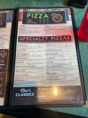 Menu photo 2 Mac's Pizza Pub Cincinnati, OH