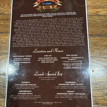 Rosa's Cantina - Menu - Mexican Near Me - El Paso, Texas Rosa's Cantina - Menu - Mexican Near Me - El Paso, Texas
