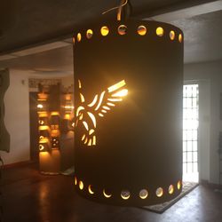Light Styles of Santa Fe - Hanging Pendent with Hummingbird Design by Light Styles of Santa Fe